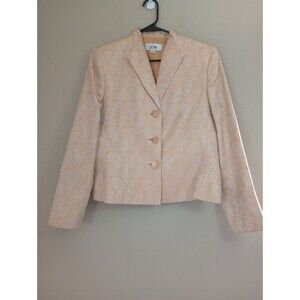 Le Suit Golden Mustard Metallic Color 3 Button Blazer Size 14